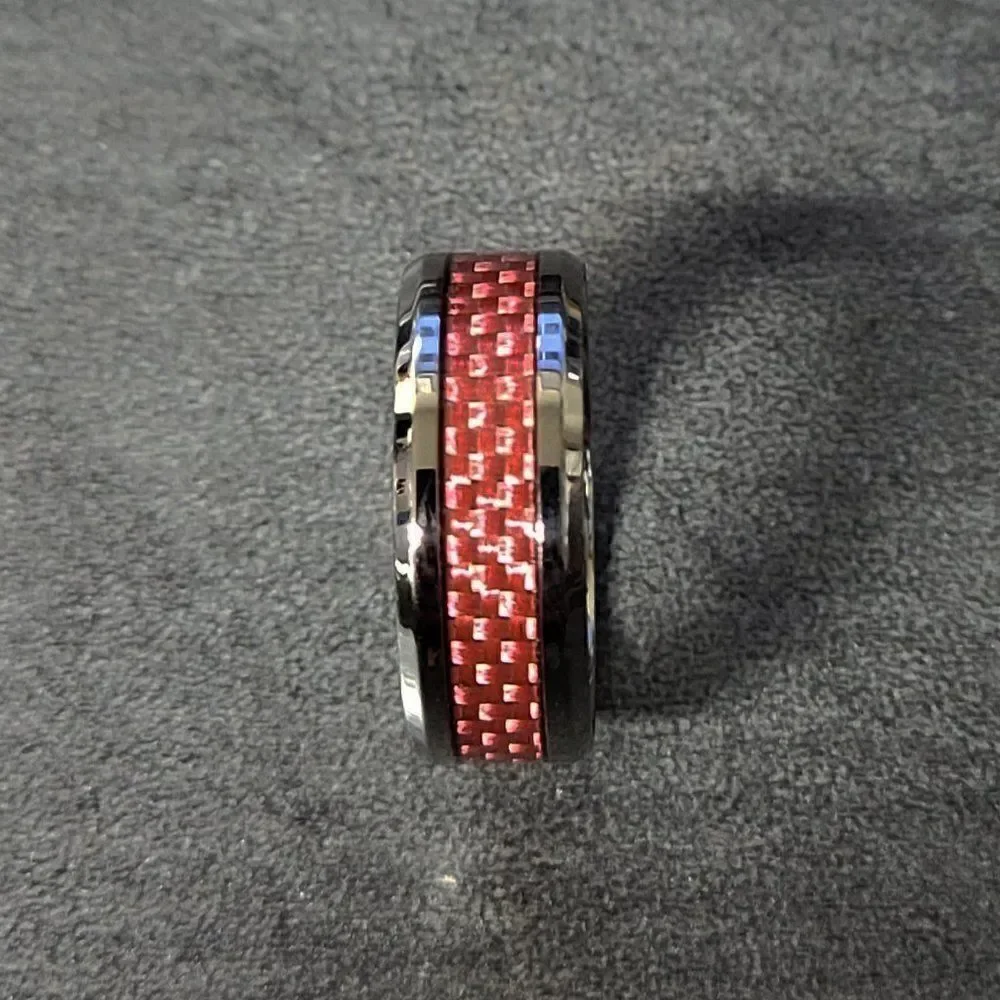 Women's Pink carbon Fiber Ring Band  - Carbon Fiber Ring